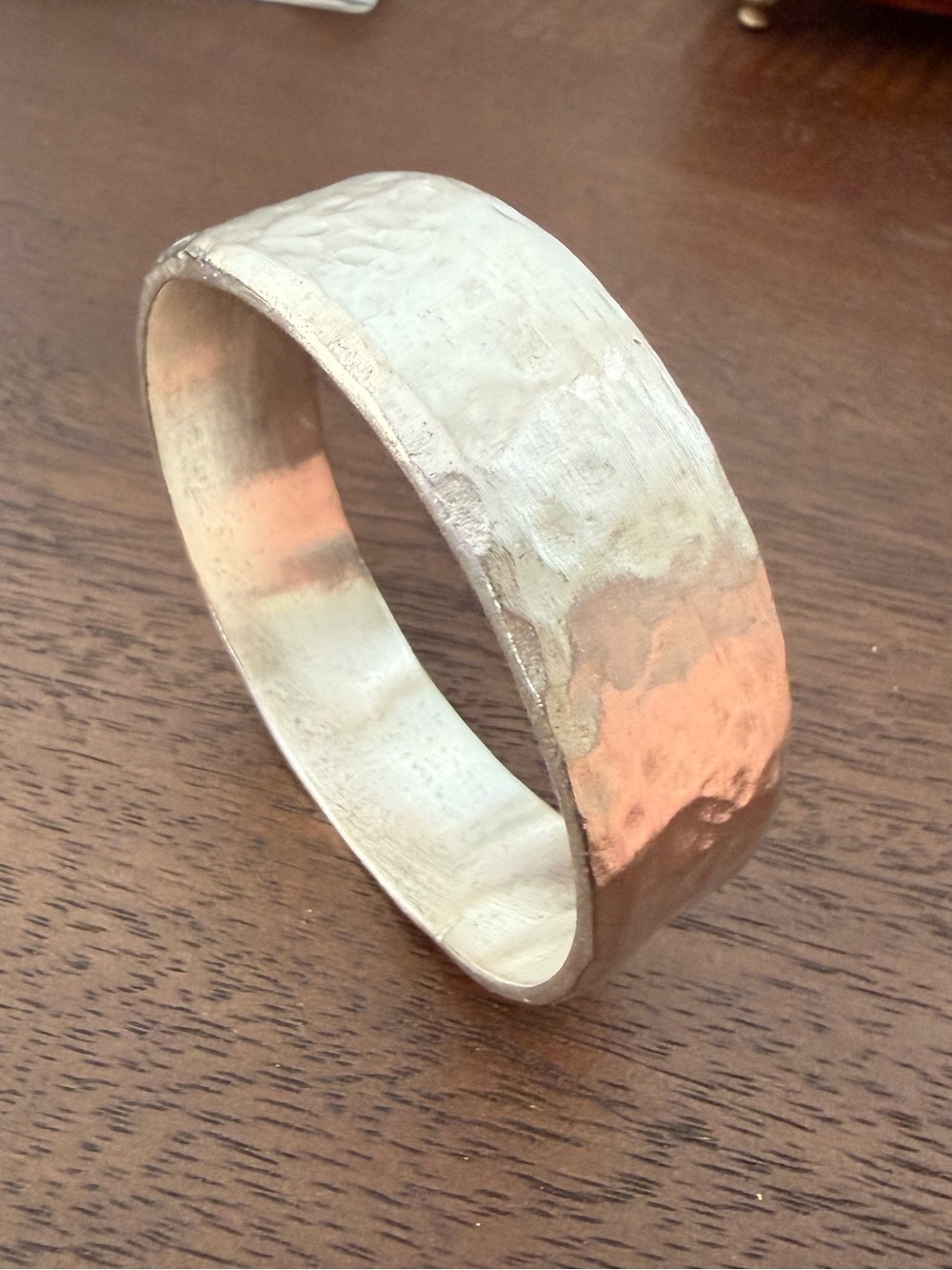 Hammered Solid Silver Bangle Bracelet